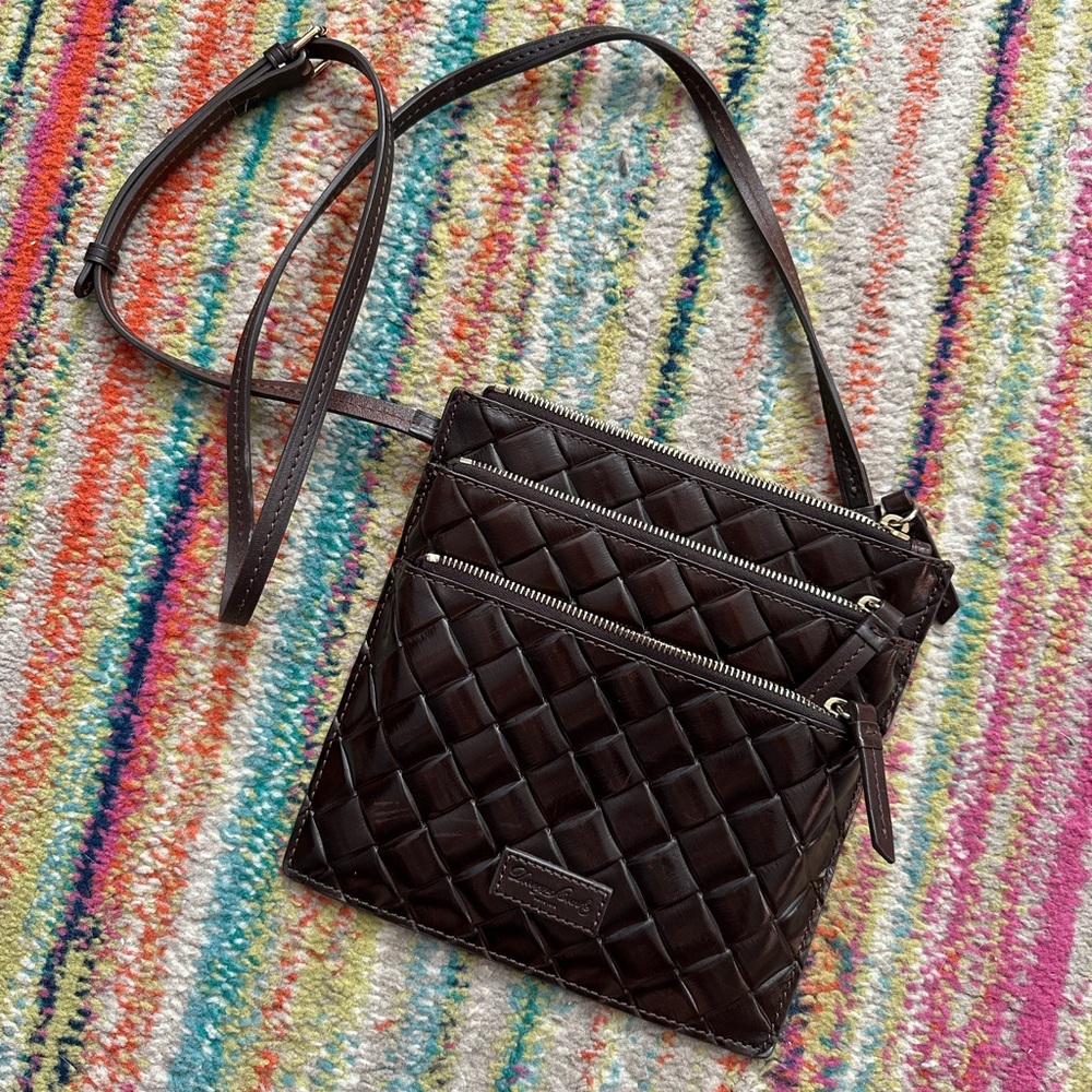 Dooney and Bourke Crossbody Leather Bag Deep Dark chocolate brown